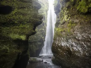 Icelandic Natural Landmark Prints: Gljufrabui waterfall in a gorge