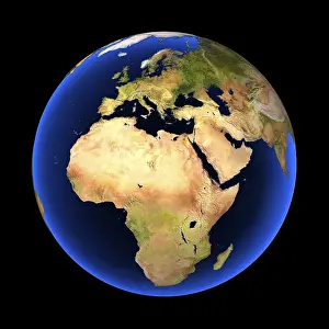 Symbolic Globe Image Prints: Globe against a black background