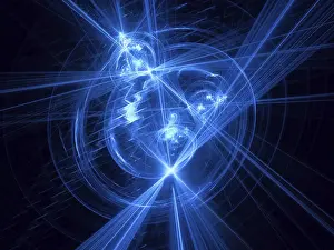Abstract Computer Generated Image Prints: Glowing in dark lines and curles - abstract computer-generated image
