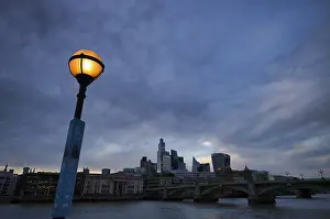 London Skyline Prints: Glowing lantern in front of the river Thames