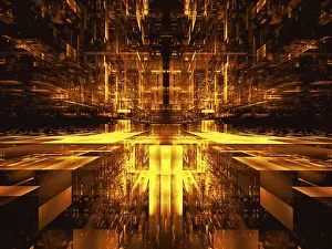 Modern Digital Illustration Prints: Golden 3d illustration - computer-generated image