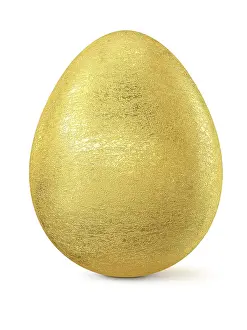 Isolated Object Prints: Golden Easter egg isolated on white background