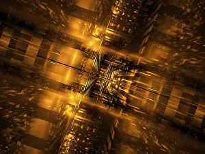 Framed Print : Golden Perspective Composition Print - Abstract 3D Art Framed Print : Golden Perspective Composition Print - Abstract 3D Art