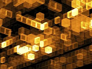 Futuristic Computer Generated Image Prints: Golden technology background - abstract computer-generated image