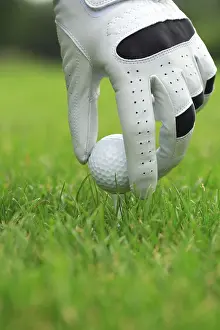 Recreational Activity Photos Prints: Detail of golf ball and gloves