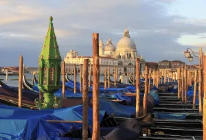 Deserted Gondola Ride Prints: Gondolas in front of the Piazzetta