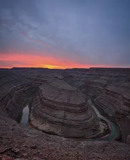 Natural Reserve USA Prints: Goosenecks at sunset, river loop