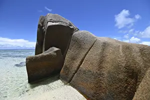 Deserted Beach Landscape Photography Prints: Granite rocks on the beach of Anse Source dArgent