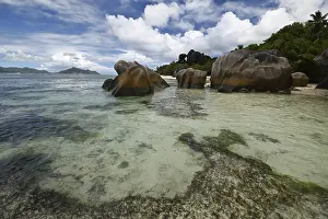 Steep Cliff Photography Prints: Granite rocks on the beach of Anse Source dArgent