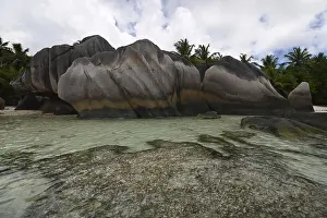 Rocky Coastline Landscape Prints: Granite rocks on the beach of Anse Source dArgent