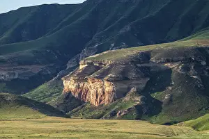 African Nature Reserves Prints: Grassland with sandstone cliffs and cliffs