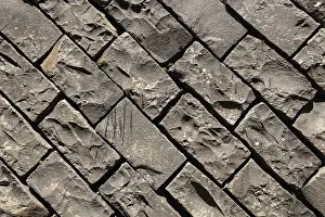 Abstract Architectural Style Prints: Gray brick wall with rough texture background
