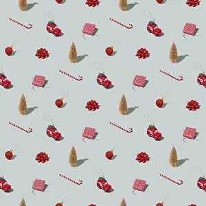 Festive Christmas Season Image Prints: Gray green background pattern with Christmas