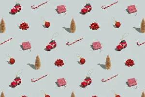 Plain Colored Background Picture Prints: Gray green background pattern with Christmas