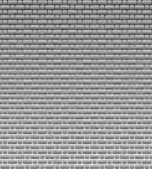 Deserted Construction Site Image Prints: A grayscale pattern of uniform bricks forming a seamless wall with a repeating textured design