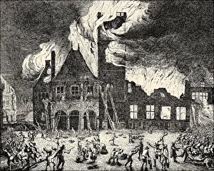 The Great Fire of the Town Hall Print, 1652