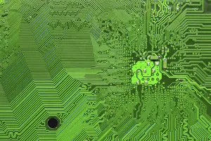 Electronic Computer Hardware Prints: Green Circuit board, electronic computer hardware technology