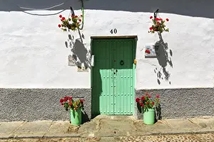 Andalusia Architecture Prints: Green door in whitewashed facade