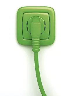 Green Power Supply Prints: Green socket or power point with plug