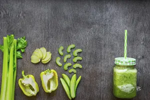 Healthy Drink Prints: Green vegetable smoothie with celery