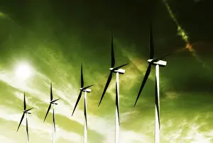 Deserted Windmill Structure Prints: Green wind