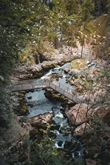 Water Body Scenery Prints: Grid footpath at the waterfall