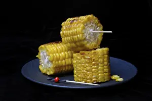 Corn On The Cob Prints: Grilled corn on the corn cob, cut up