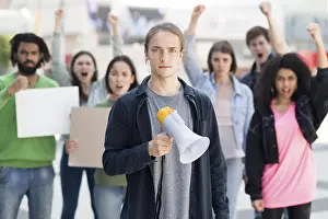 Freedom Of Expression Prints: Group people protesting using megaphones