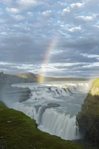 River Prints: Gullfoss Waterfall Print with Rainbow, Iceland