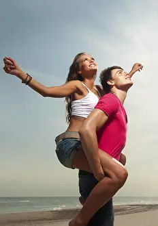 Male And Female Friends Prints: The guy holding the girlfriend on his back