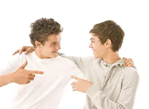 Caucasian Teenagers Prints: Two guys having fun together
