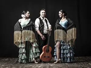 Prints of Gypsy flamenco dance group, Mallorca, Balearic Islands, Spain Dance Prints: Mallorca Gypsy Flamenco Dance Group Print, Spain