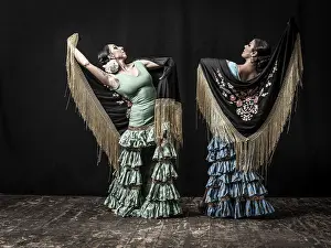 Prints of Gypsy flamenco dance group, Mallorca, Balearic Islands, Spain Dance Prints: Mallorca Gypsy Flamenco Dance Group Print, Spain