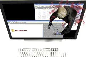 Data Transmission Security Prints: A Hacker from the Internet is stealing or destroying important data on the harddisk