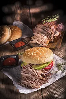 Pork Meat Photography Prints: Hamburger pulled pork