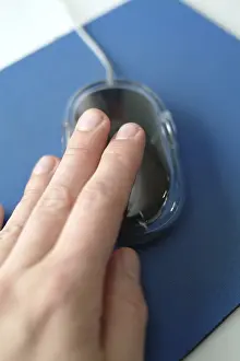 Data Transmission Technology Prints: Hand on computer mouse