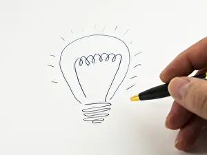 Energy Saving Solutions Prints: Hand drawing a light bulb, idea
