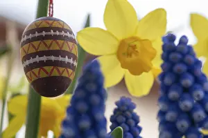 Christian Holiday Traditions Prints: Hand-painted wooden Easter egg