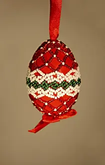 Handmade Easter Eggs Prints: Handmade Easter egg decorated with beads