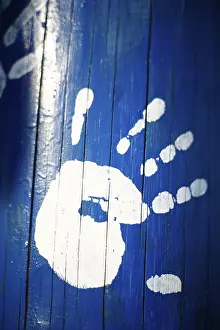 Deserted Wooden Wall Prints: Handprint