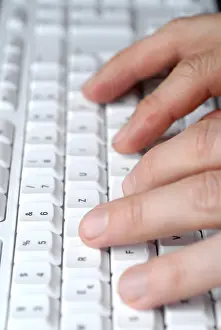 Computer Keyboard Prints: Hands on computer keyboard