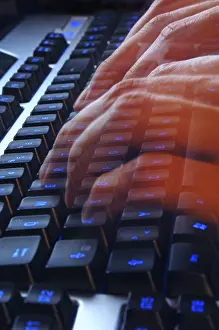 Motion Blur Effect Prints: Hands writing on a Keyboard