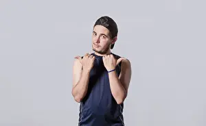 Handsome Man Pointing Prints: Handsome man pointing to the side