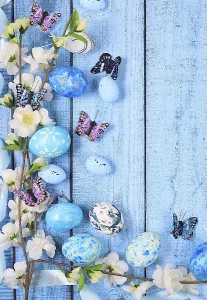 Decorated Easter Eggs Prints: Happy Easter concept, Composition with decorated Easter eggs