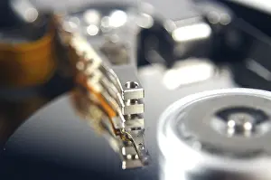 Data Storage Technology Prints: Harddisk Read-Write Head on the Disc