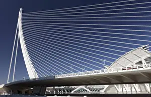 Architectural Styles In Europe Prints: Harp-shaped cable-stayed bridge