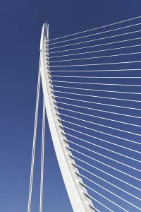 Santiago Calatrava Architecture Prints: Harp-shaped cable-stayed bridge