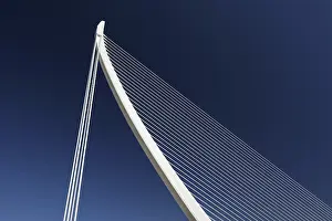 Santiago Calatrava Architecture Prints: Harp-shaped cable-stayed bridge