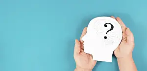 Problem Solving Concept Prints: Head with a brain and question mark