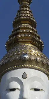 Thai Religious Building Prints: Head with crown of the highest of the five seated Buddhas (path to enlightenment)